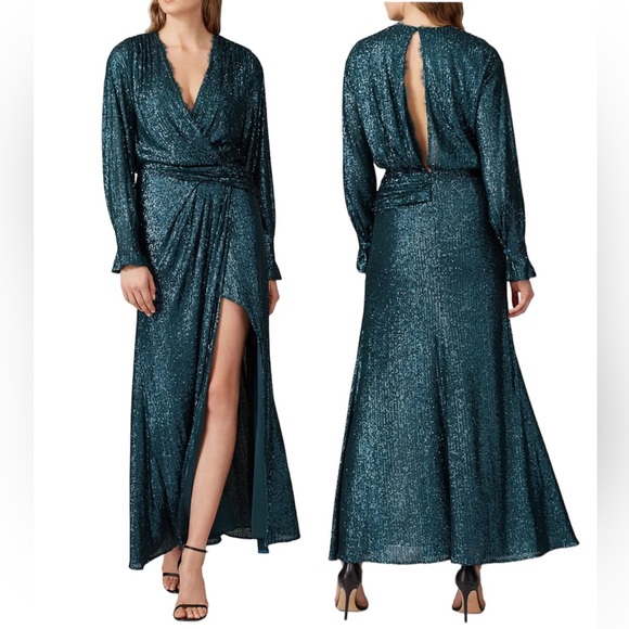 ‼️PRICE DROPPED‼️Jonathan Simkhai Sequin Drape Front Gown | size 10 - Picture 1 of 16